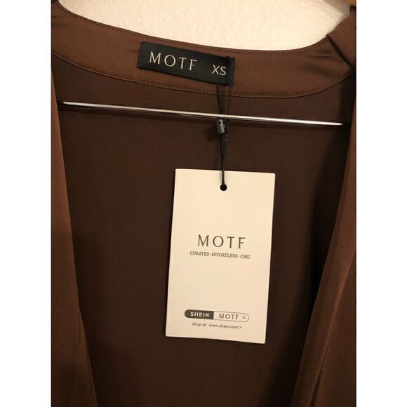5/$25 SALE Brand New Shein Motf Premium Straight Fit Draped Top in Coffee Brown - Picture 10 of 16
